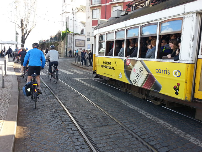 Tram Car sight in a Bike Tour, explore Cycling Holidays in Portugal | MegaSport Travel