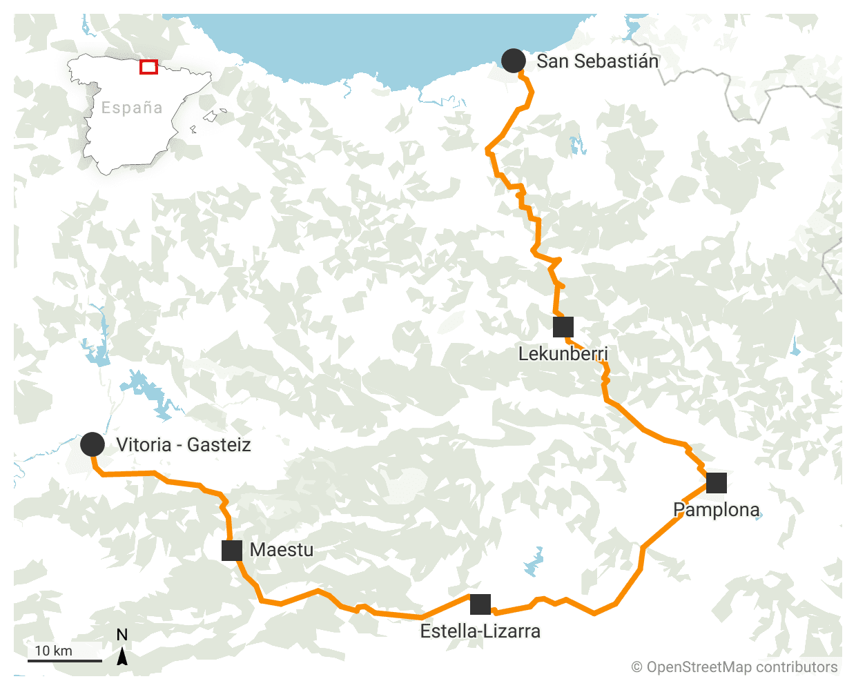mapa vitoria san sebastian