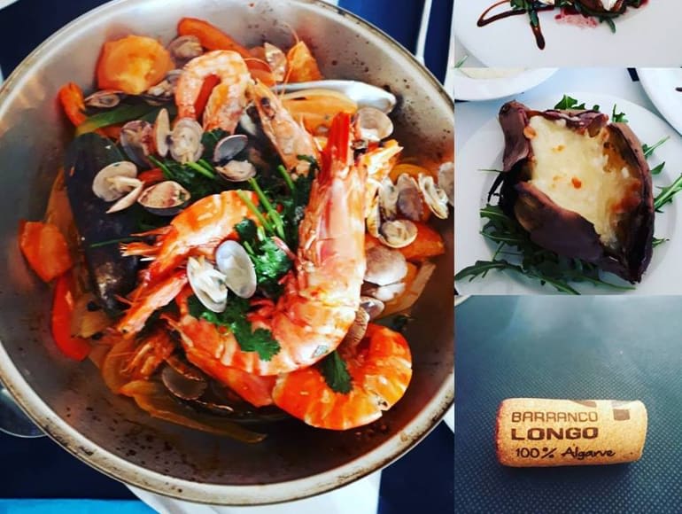 Algarve Portugal Gastronomy, sweet potato, shrimp, mussels, seafood, bike by regional gastronomy